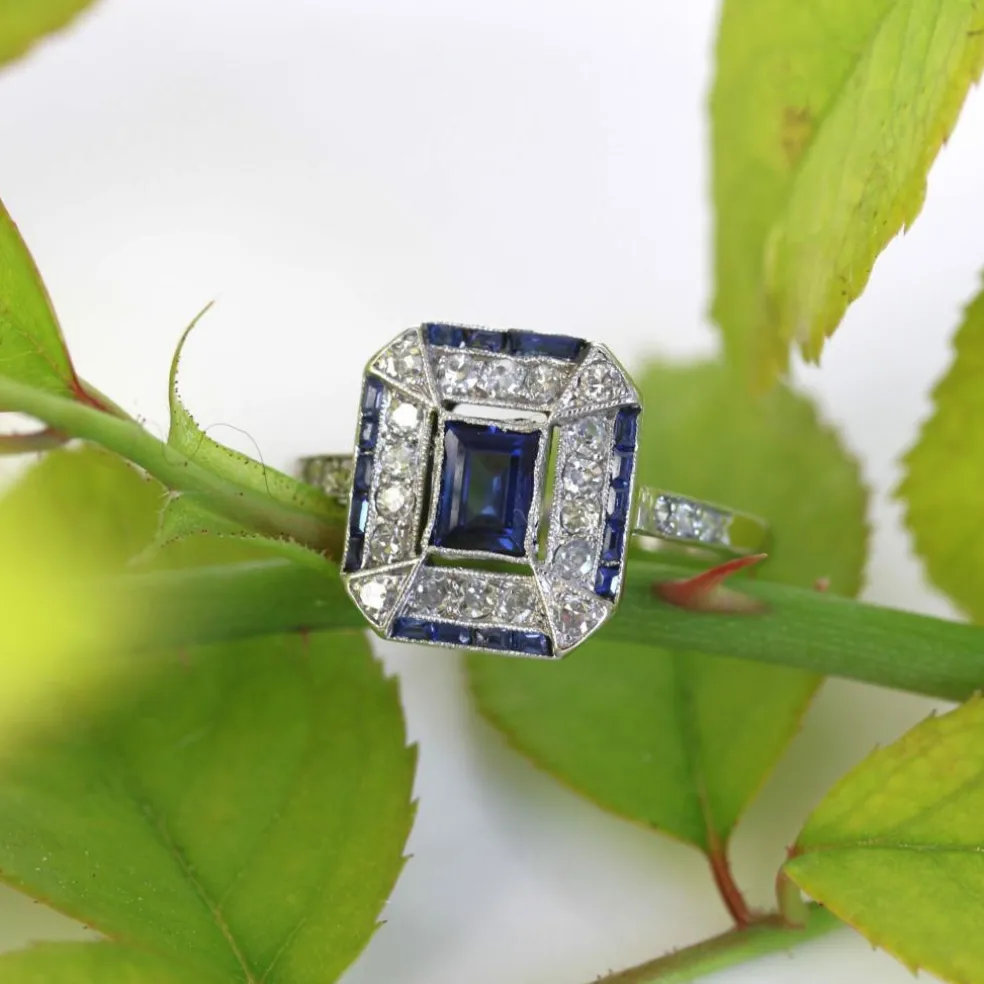 Bague saphirs et diamants Art Déco