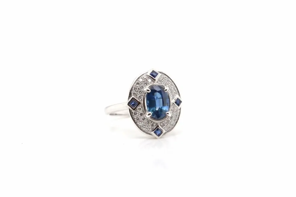 Bague saphirs et diamants en or blanc 18k