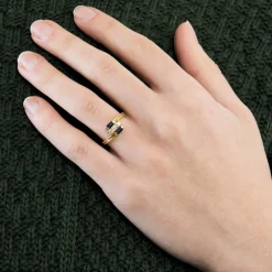 Bague saphirs et diamants brillants or jaune