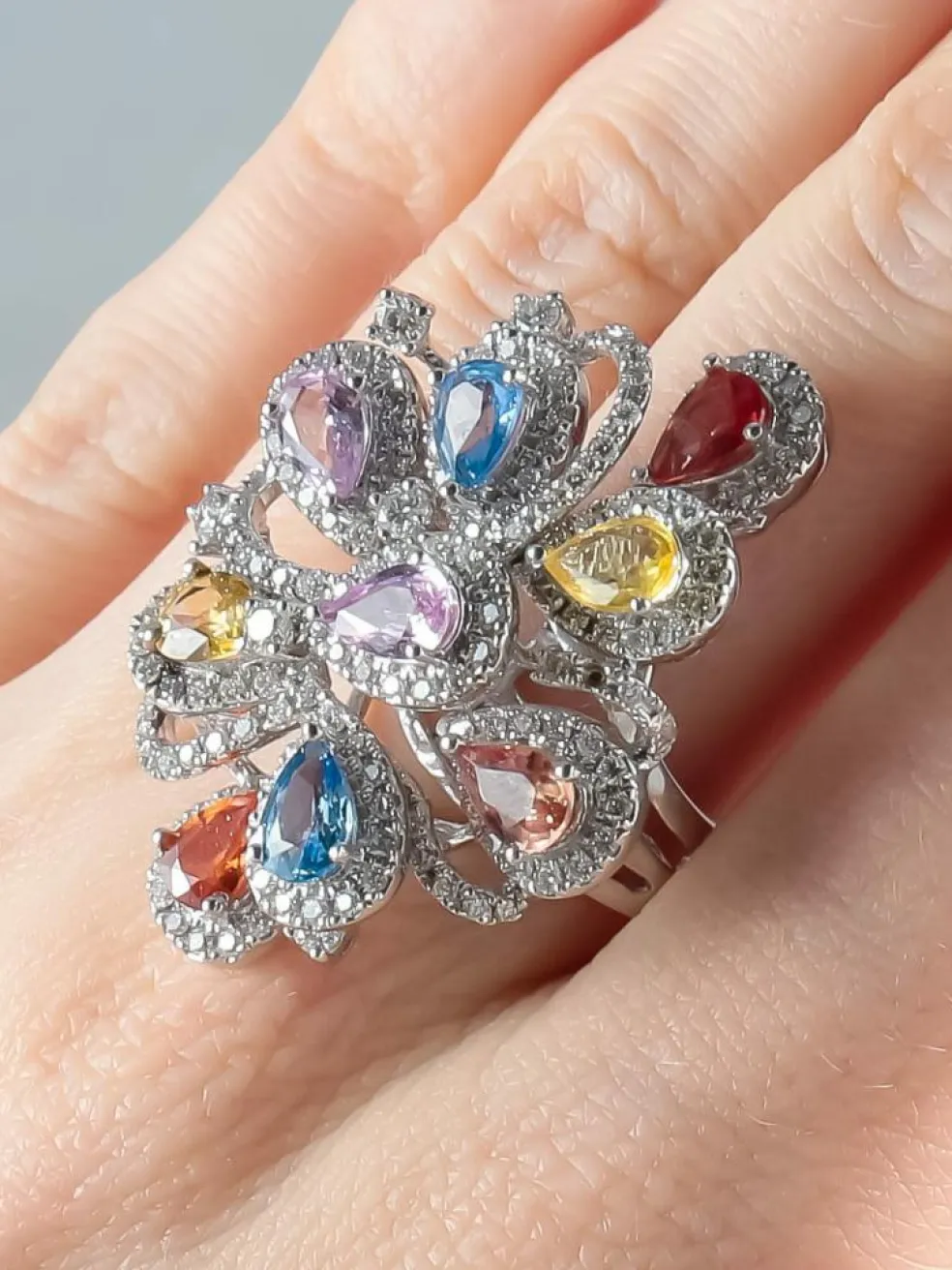 Bague Saphirs multicolores
