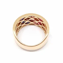 Bague saphirs multicolores diamants or rose