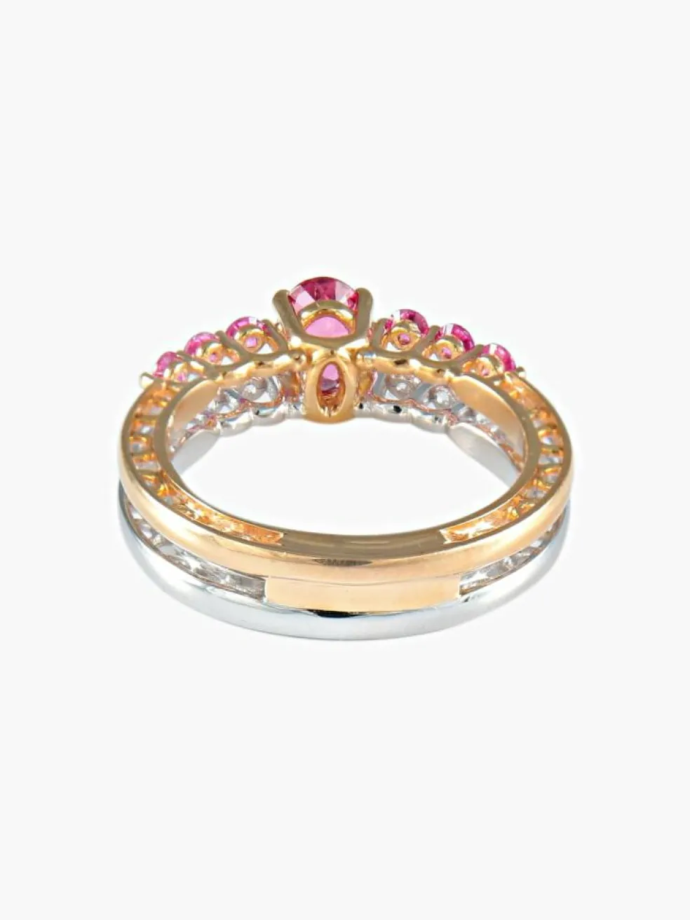 Bague Saphirs roses et Diamants