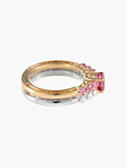 Bague Saphirs roses et Diamants