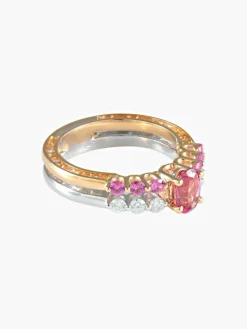 Bague Saphirs roses et Diamants