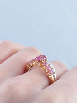 Bague Saphirs roses et Diamants