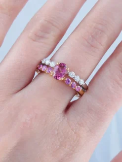 Bague Saphirs roses et Diamants