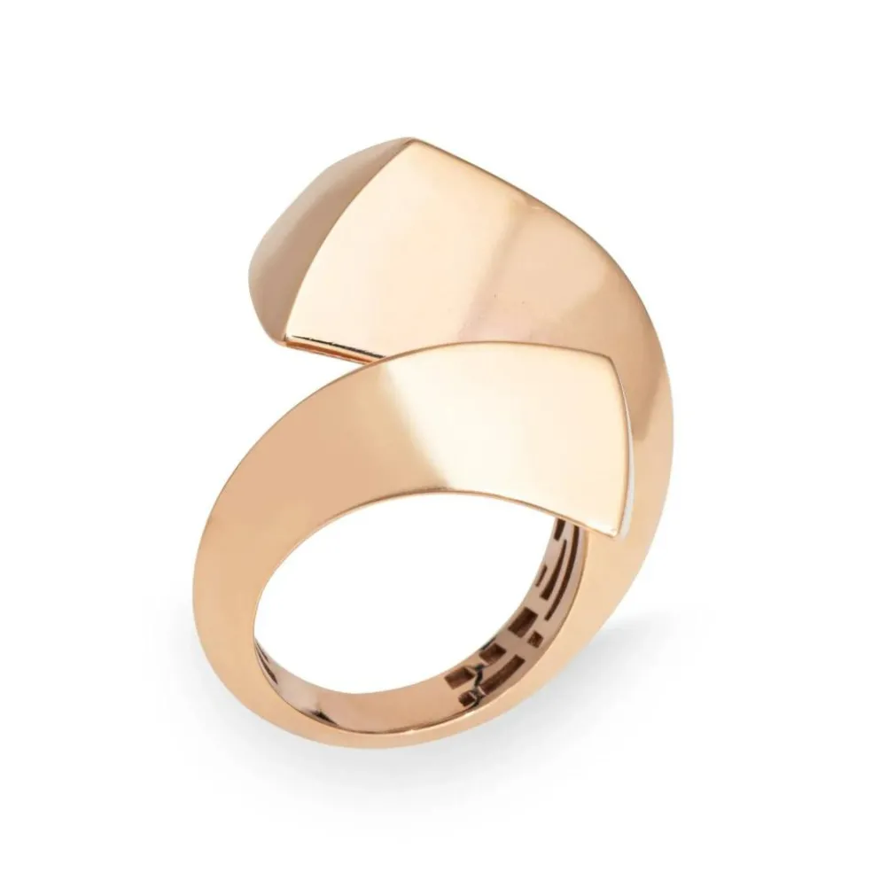 Bague sculpturale Bypass Estate 18k Or Rose Large Cocktail Band Bijoux