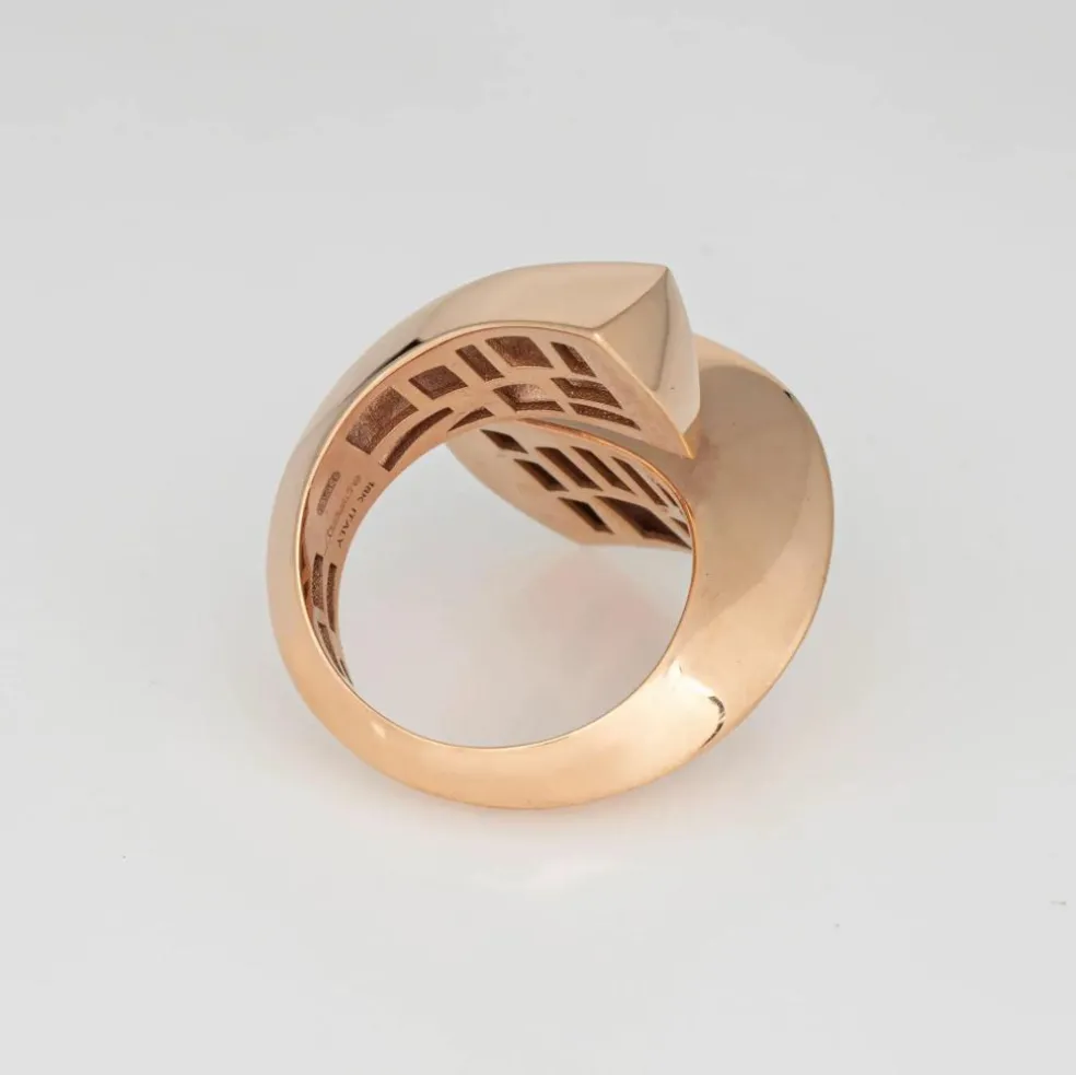 Bague sculpturale Bypass Estate 18k Or Rose Large Cocktail Band Bijoux