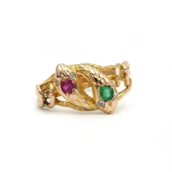 Bague Serpent - Or, Diamants, Rubis & Emeraude