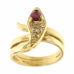 Bague serpent avec rubis et diamants