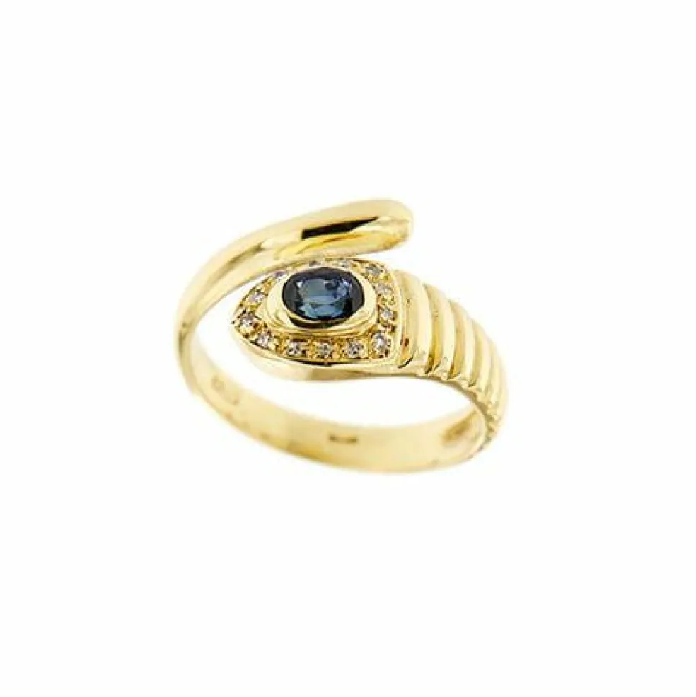 Bague serpent avec saphir et diamants