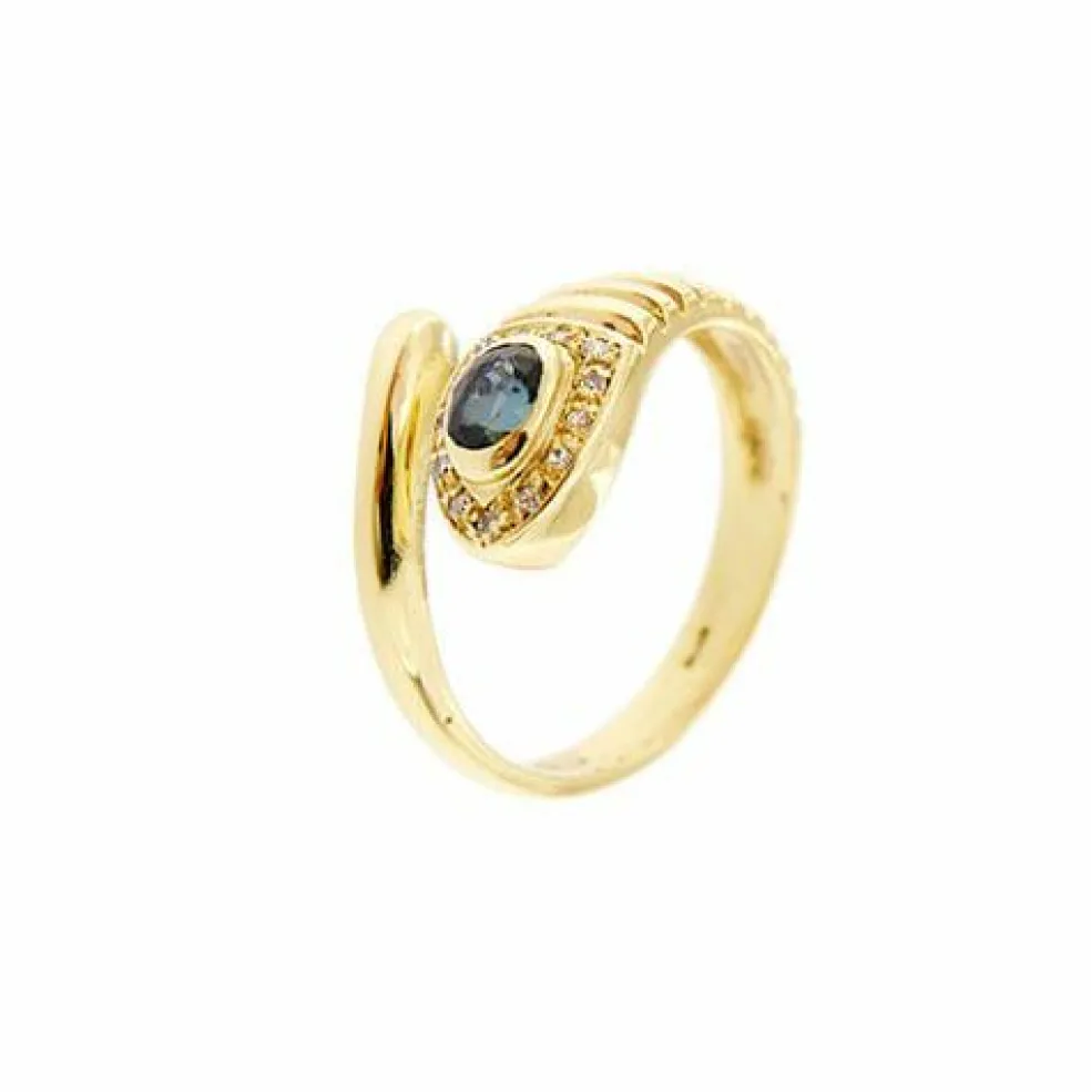 Bague serpent avec saphir et diamants