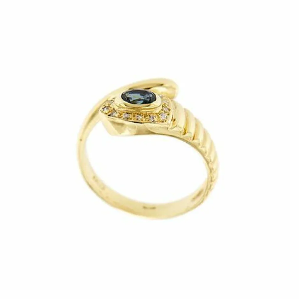 Bague serpent avec saphir et diamants