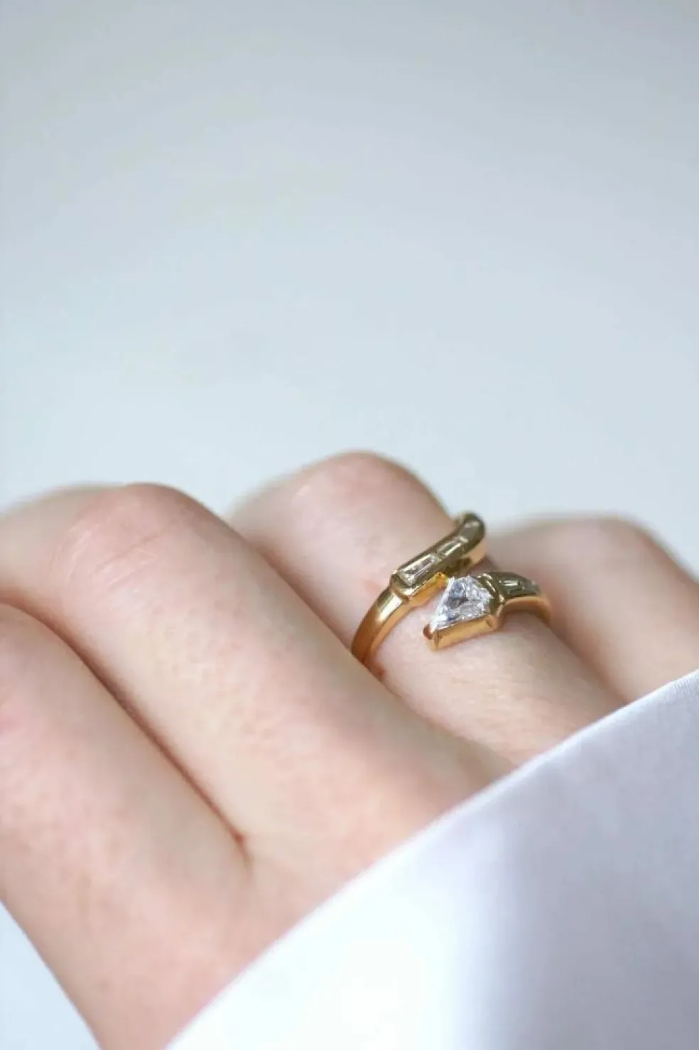 Bague Serpent Diamants Superman et Trapèze sur Or Jaune