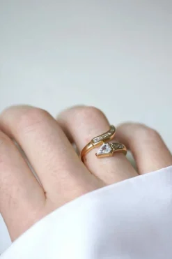 Bague Serpent Diamants Superman et Trapèze sur Or Jaune