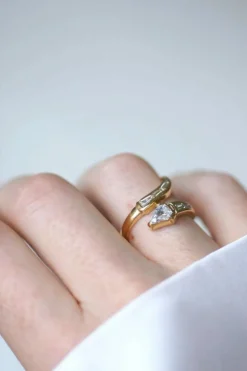 Bague Serpent Diamants Superman et Trapèze sur Or Jaune