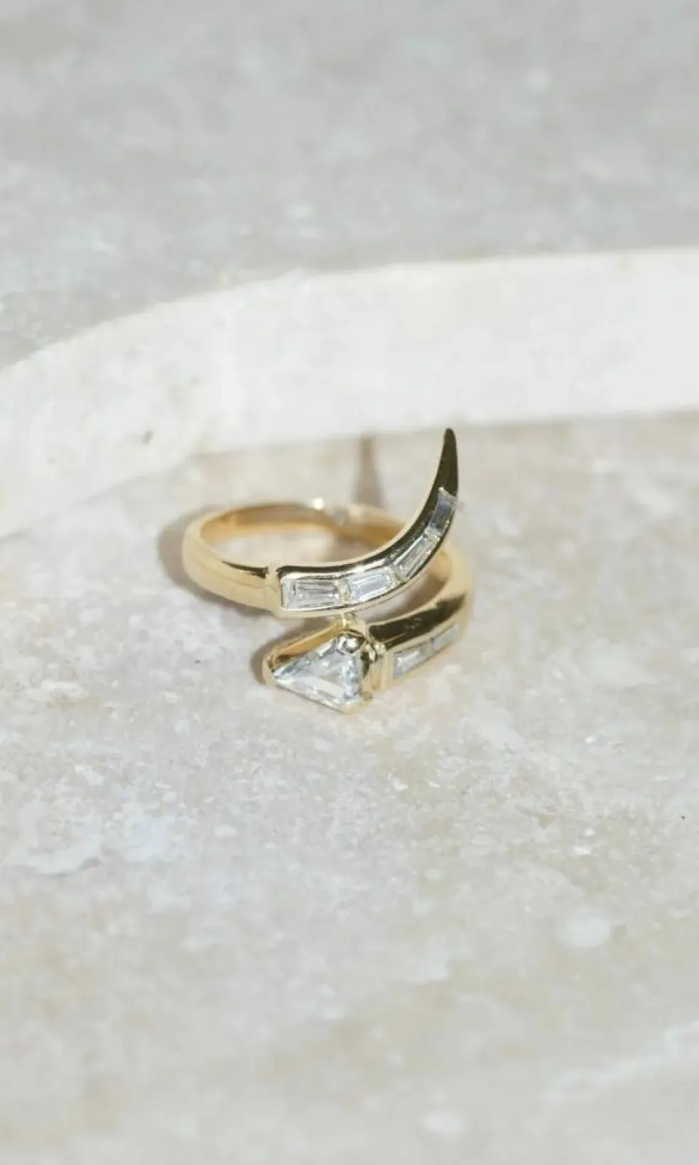 Bague Serpent Diamants Superman et Trapèze sur Or Jaune