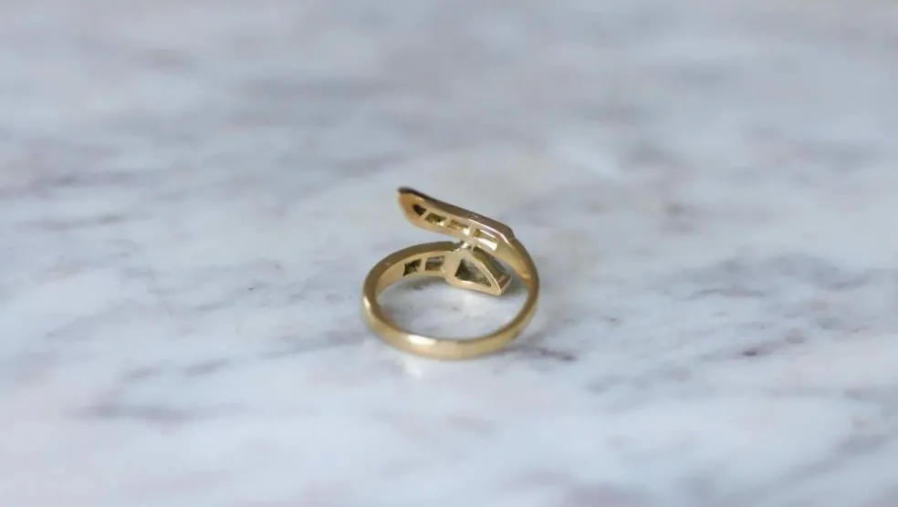 Bague Serpent Diamants Superman et Trapèze sur Or Jaune