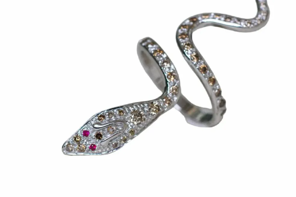 Bague serpent en or blanc et diamants de 1930