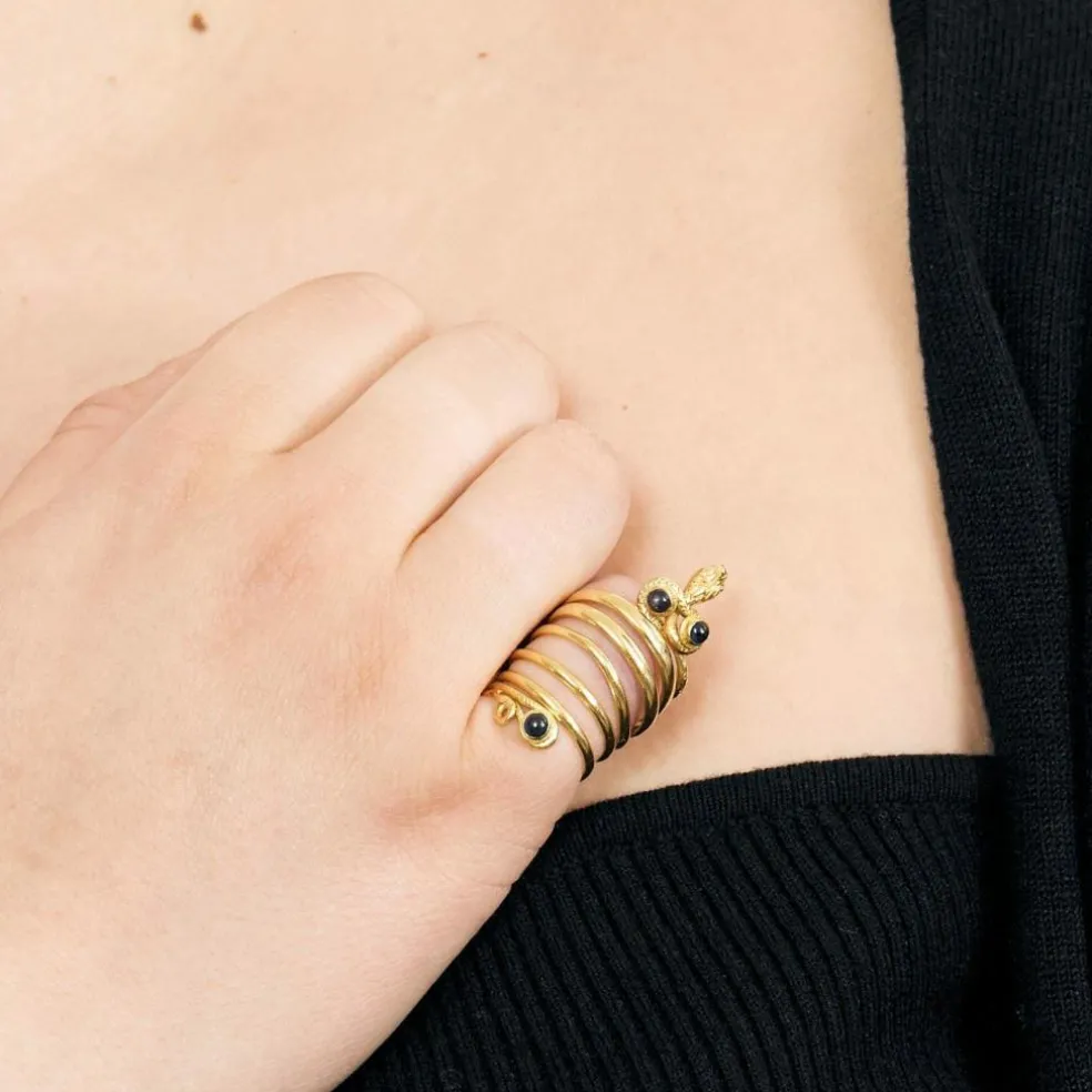 Bague Serpent en or jaune et saphirs