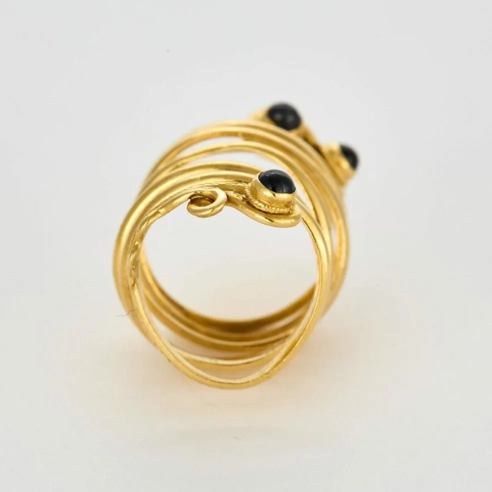 Bague Serpent en or jaune et saphirs