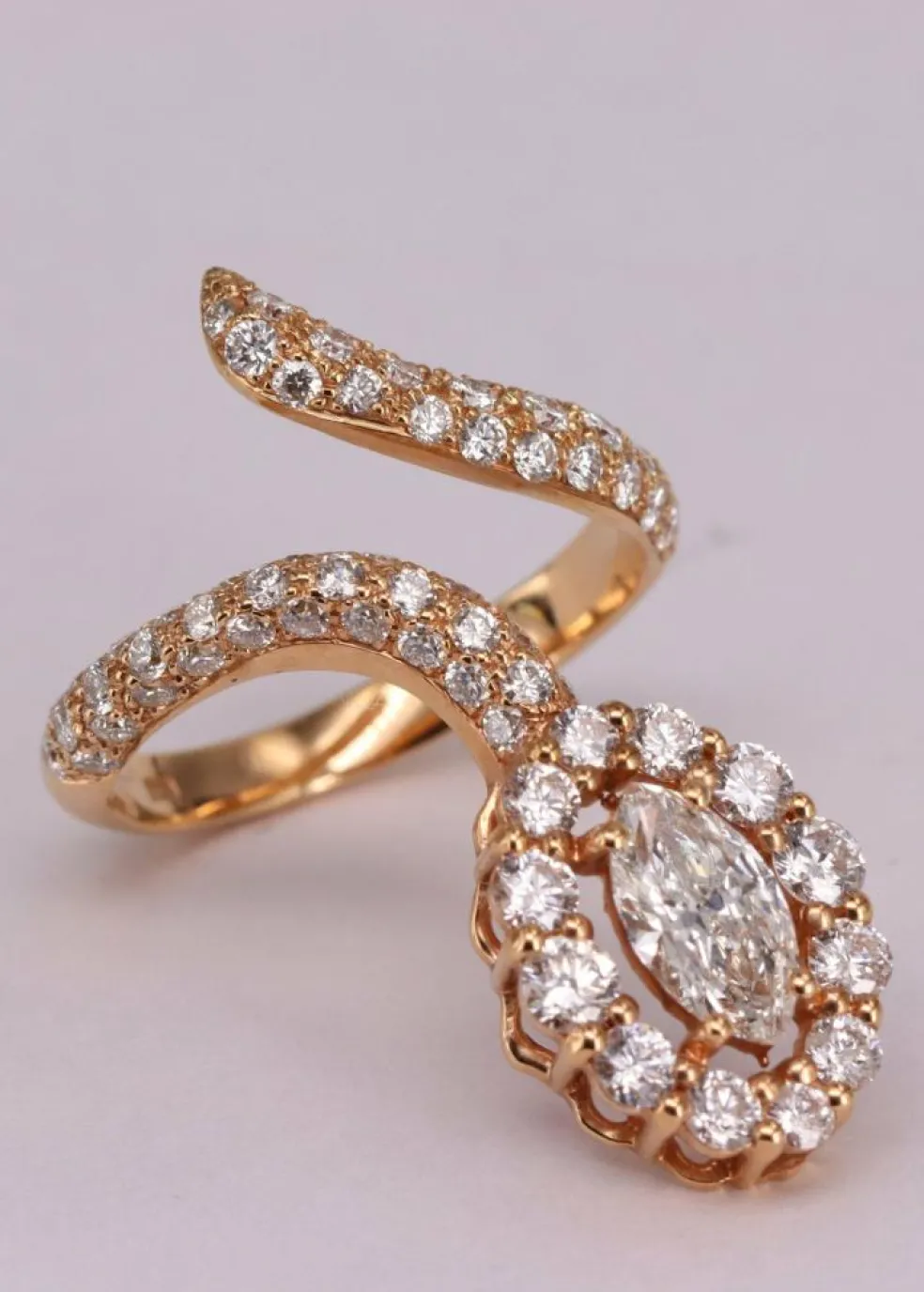 Bague serpent marquise Or jaune Diamant