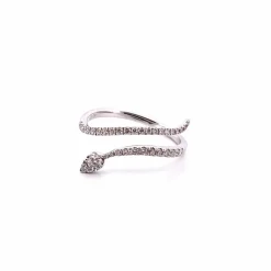 Bague serpent or blanc, diamants