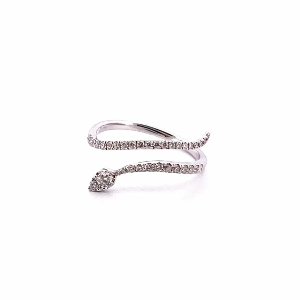 Bague serpent or blanc, diamants