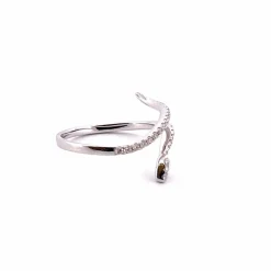 Bague serpent or blanc, diamants