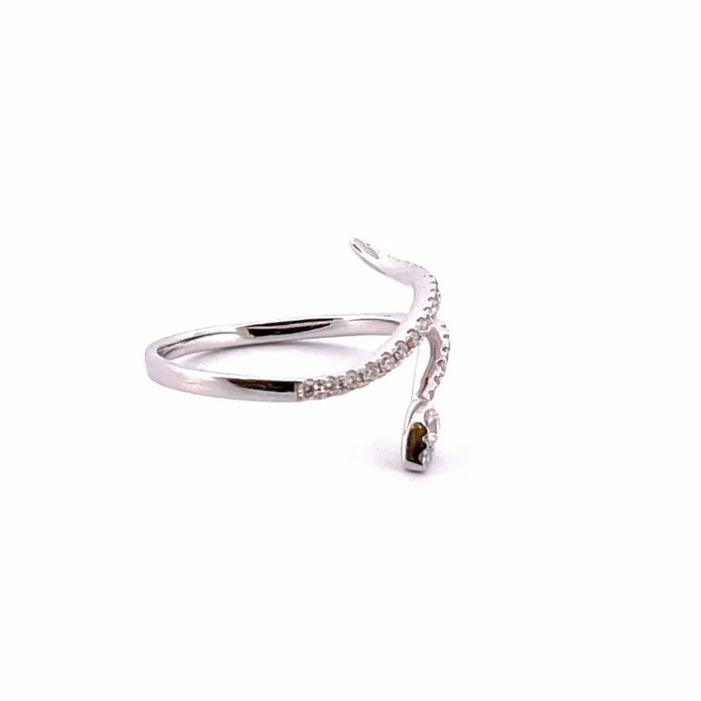 Bague serpent or blanc, diamants