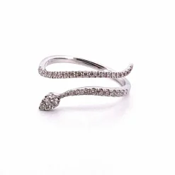 Bague serpent or blanc, diamants