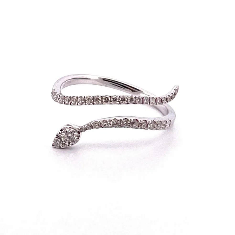 Bague serpent or blanc, diamants