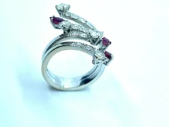 Bague Serpent Or blanc Rubis Diamants