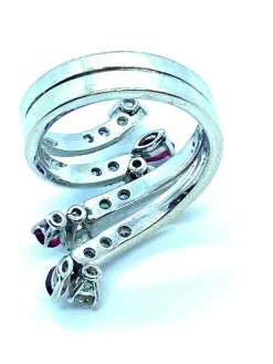 Bague Serpent Or blanc Rubis Diamants