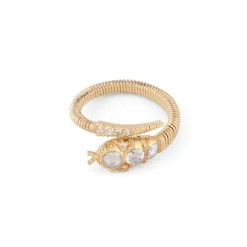 Bague serpent or jaune, diamants taille ancienne