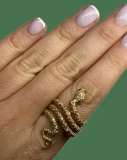Bague serpent or jaune diamants