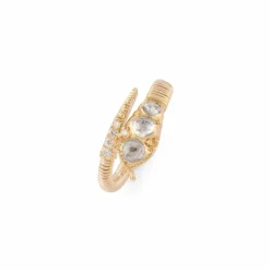 Bague serpent or jaune, diamants taille ancienne
