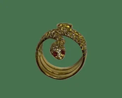Bague serpent or jaune diamants