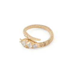 Bague serpent or jaune, diamants taille ancienne