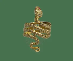 Bague serpent or jaune diamants