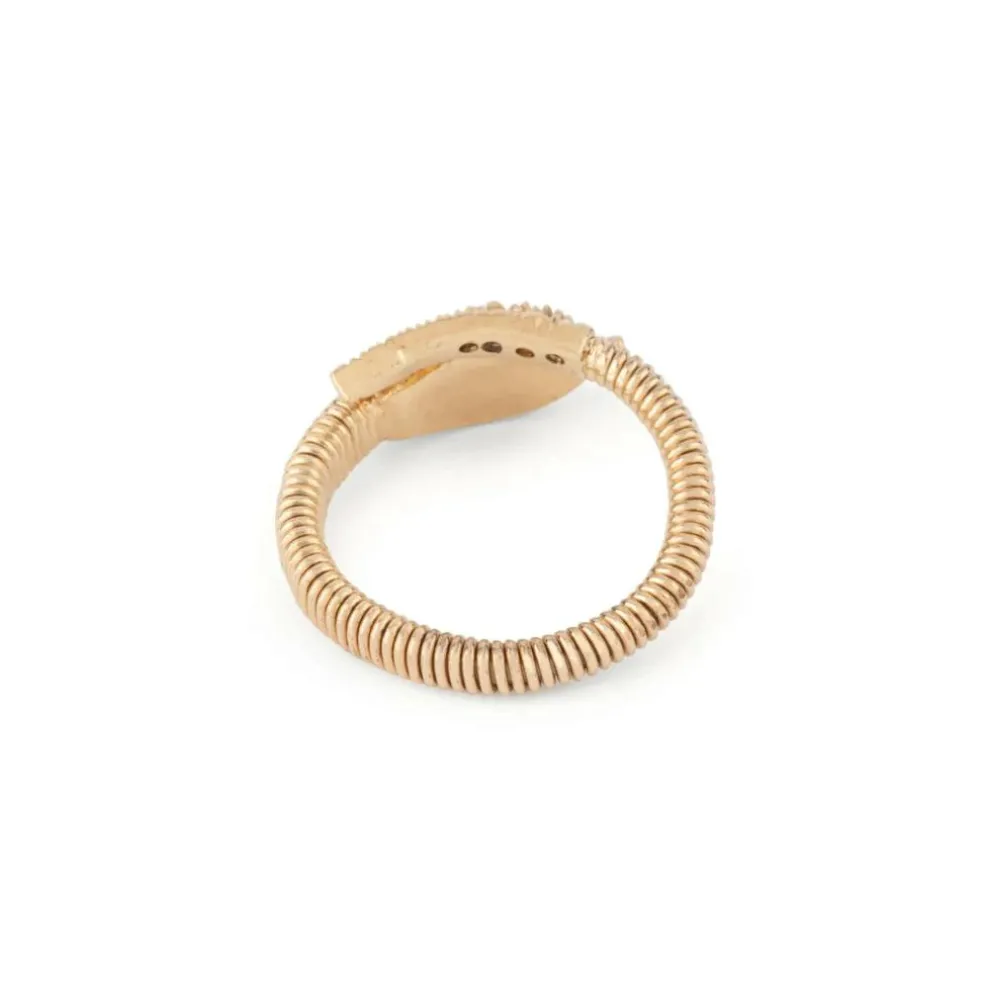 Bague serpent or jaune, diamants taille ancienne