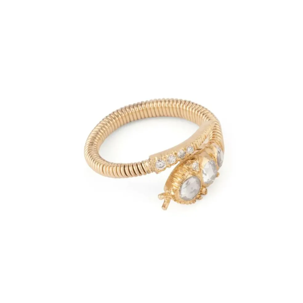 Bague serpent or jaune, diamants taille ancienne