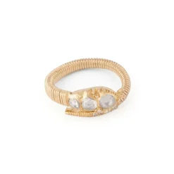 Bague serpent or jaune, diamants taille ancienne