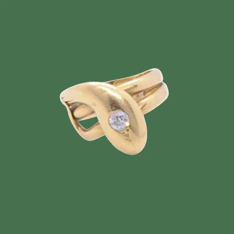 Bague serpent or jaune et diamant