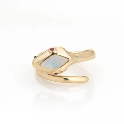 Bague Serpent Rubellite Serpent Enroulé Or Jaune