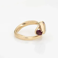 Bague Serpent Rubellite Serpent Enroulé Or Jaune