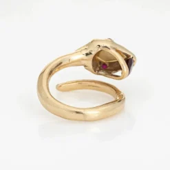 Bague Serpent Rubellite Serpent Enroulé Or Jaune