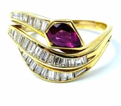 Bague serpent rubis et diamants