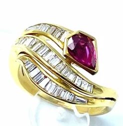 Bague serpent rubis et diamants