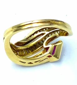 Bague serpent rubis et diamants